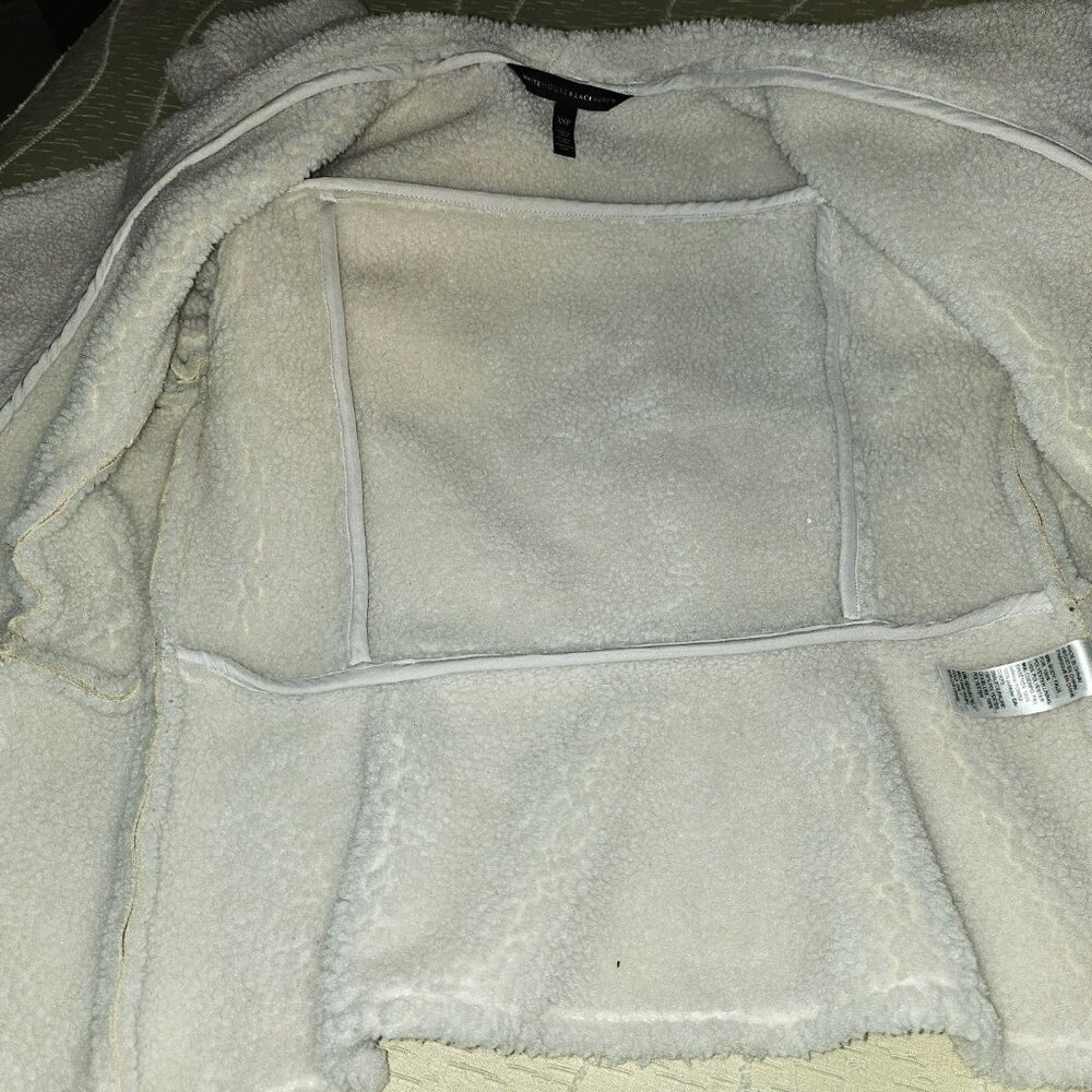 WHBM ECRU/CREAM FAUX SHEARLING STYLE ASYMMWTRICAL HIP LENGTH JACKET SIZE XSP - Picture 14 of 16